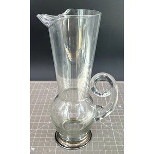 Hand Blown Glass Mid Century Cocktail Container with Signed Sterling Base